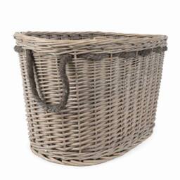 Madison & Mayfair Oval Log Basket in Light Grey - thumbnail 2