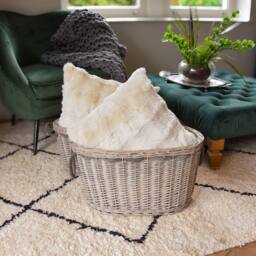 Madison & Mayfair Oval Log Basket in Light Grey - thumbnail 1