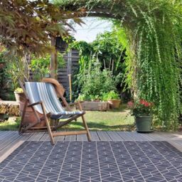 THE RUGS Reversible Outdoor Rugs in Diamonds Design Duo Weave Collection in Blue - Size: 120 cm x 170 cm