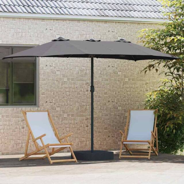 Berkfield Home Modern Garden Parasol Folding Anthracite 385 x 209 x 244 cm Fabric in Charcoal - image 1