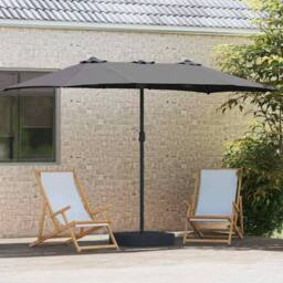 Berkfield Home Modern Garden Parasol Folding Anthracite 385 x 209 x 244 cm Fabric in Charcoal
