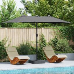 Berkfield Home Modern Garden Parasol Folding Anthracite 385 x 209 x 244 cm Fabric in Charcoal - thumbnail 2