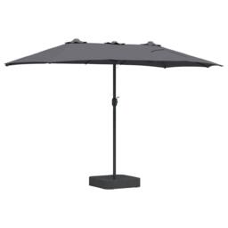 Berkfield Home Modern Garden Parasol Folding Anthracite 385 x 209 x 244 cm Fabric in Charcoal - thumbnail 6