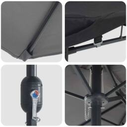 Berkfield Home Modern Garden Parasol Folding Anthracite 385 x 209 x 244 cm Fabric in Charcoal - thumbnail 7
