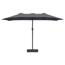 Berkfield Home Modern Garden Parasol Folding Anthracite 385 x 209 x 244 cm Fabric in Charcoal - thumbnail 4