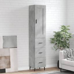 Berkfield Home Highboard Concrete Grey 34.5x34x180 cm Engineered Wood - thumbnail 2