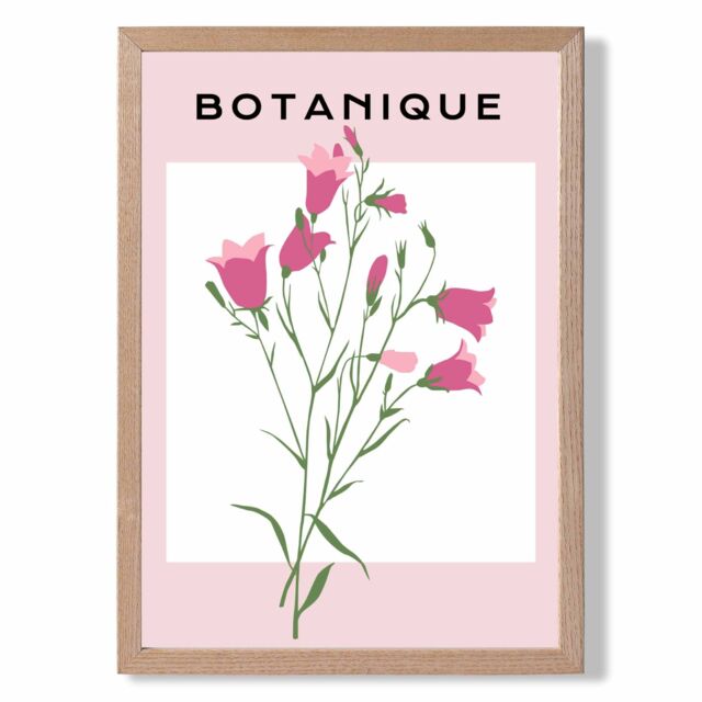 ARTZE Pink Foxglove Flower Market Boho Framed Print SIZE: A4 with Oak Frame - image 1