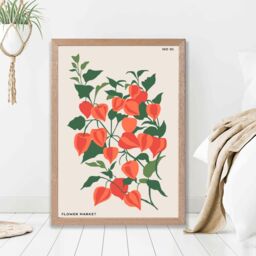 ARTZE Pink Foxglove Flower Market Boho Framed Print SIZE: A4 with Oak Frame - thumbnail 2
