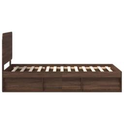 Berkfield Home Bed Frame with Headboard Brown Oak 90 x 190 cm Solid Pine Wood - thumbnail 8