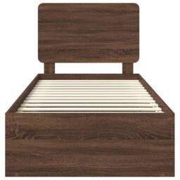 Berkfield Home Bed Frame with Headboard Brown Oak 90 x 190 cm Solid Pine Wood - thumbnail 7