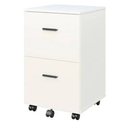 ERGOVEXA 2 Drawers Mobile File Cabinet Wooden Office Desk Rolling White - thumbnail 1