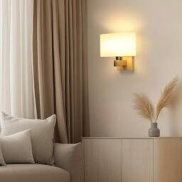 Goeco E27 Vintage Interior Wall Light, Glass Wood Wall Light, Oval Lampshade in White - thumbnail 7
