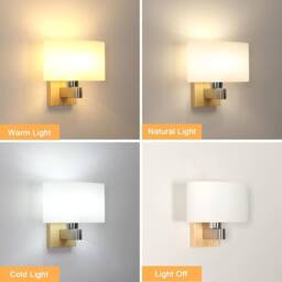 Goeco E27 Vintage Interior Wall Light, Glass Wood Wall Light, Oval Lampshade in White - thumbnail 2