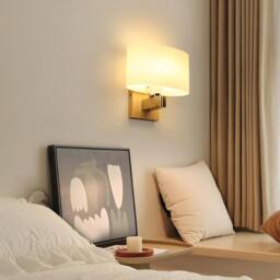 Goeco E27 Vintage Interior Wall Light, Glass Wood Wall Light, Oval Lampshade in White - thumbnail 6