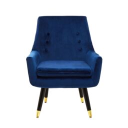 Orsina Stylish Midnight Velvet Armchair, Accent Chair With Slanted Wooden Legs, Modern Midnight Velvet Chair in Blue - thumbnail 2