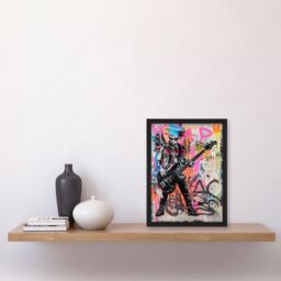 "Artery8 Punk Music Bass Guitarist Colourful Street Art Framed Art Print - Size: W12"" x H16""" - thumbnail 4