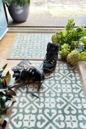 My Mat Washable Nylon Harlequin Tile Green Indoor Mat in Light Green - Size: 50 cm x 75 cm - thumbnail 2