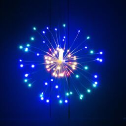 mysmartbuy Hanging LED Starburst Light - Battery Powered Indoor Outdoor Decoration with 80 Multicoloured LEDs & 9 Light Settings - H40cm - thumbnail 1