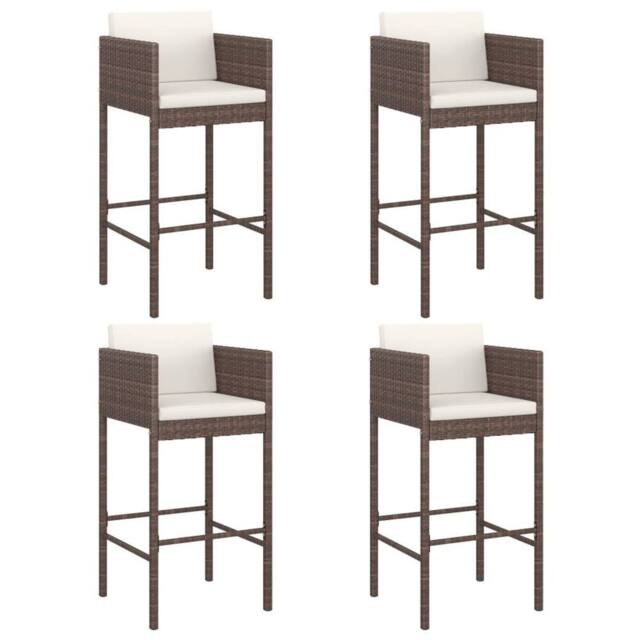 Berkfield Home Beautiful 5 Piece Garden Bar Set with Cushions Brown Poly Rattan - image 1