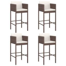 Berkfield Home Beautiful 5 Piece Garden Bar Set with Cushions Brown Poly Rattan