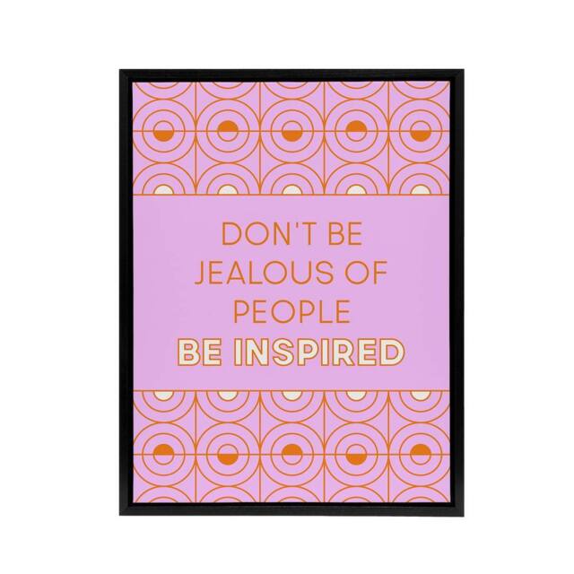 "Artery8 Don't Be Jealous Be Inspired Pink Art Deco Design Framed Canvas Art - Size: W12"" x H16""" - image 1
