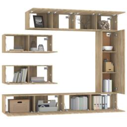 Berkfield Home Classic 7 Piece TV Cabinet Set Sonoma Oak Engineered Wood in Light Oak - thumbnail 4