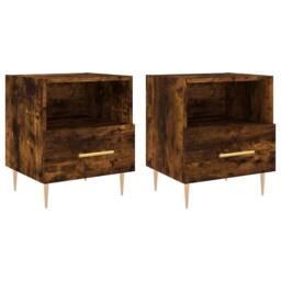 Berkfield Home Modern Bedside Cabinets 2 pcs Smoked Oak 40x35x47.5 cm Engineered Wood in Brown - thumbnail 3