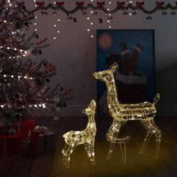 Berkfield Home Acrylic Reindeer Family Christmas Decoration 160 LED Warm White - thumbnail 2