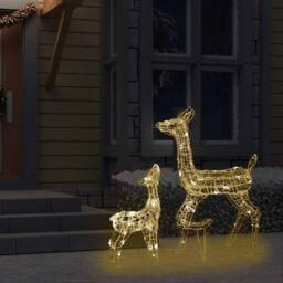 Berkfield Home Acrylic Reindeer Family Christmas Decoration 160 LED Warm White - thumbnail 3