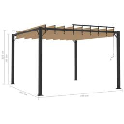 Berkfield Home Gazebo with Louvered Roof 3x3 m Taupe Fabric & Aluminium in Beige - thumbnail 8