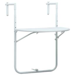 Berkfield Home Hanging Balcony Table White 60x64x83.5 cm Plastic Rattan Look - thumbnail 1