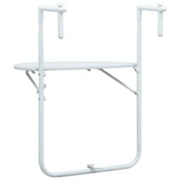 Berkfield Home Hanging Balcony Table White 60x64x83.5 cm Plastic Rattan Look - thumbnail 4