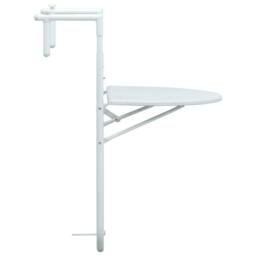 Berkfield Home Hanging Balcony Table White 60x64x83.5 cm Plastic Rattan Look - thumbnail 3