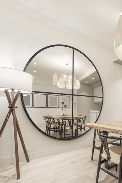 MirrorOutlet Black XL Circular Window Metal Wall & Leaner Mirror (180 x 180CM) - Size: 1 Pack - image 1