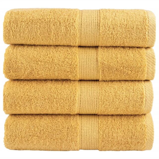 Berkfield Home Premium Soap Towels SOLUND 4pcs Gold 30x30cm 600gsm - image 1
