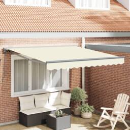 Berkfield Home Retractable Awning Manual Cream 350x250 cm Acrylic fabric - thumbnail 1