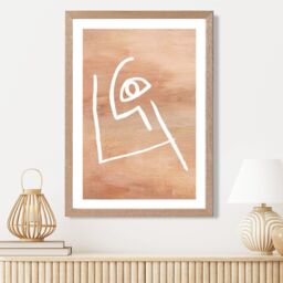 ARTZE Picasso Style Abstract Terracotta Face Framed Print SIZE: A2 with Oak Frame - Size: A3 - thumbnail 2