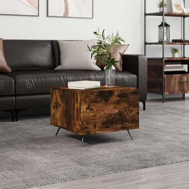 Berkfield Home Coffee Table Smoked Oak 50x50x40 cm Engineered Wood in Brown - Size: 50 x 50 x 40 cm - image 1
