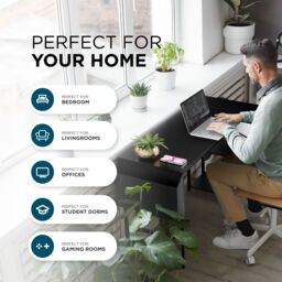 DMD Collective DeskMate Reversible L-Shaped Computer Desk with Storage Shelves, Gaming Desk, Office Desk in Black - thumbnail 3