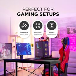 DMD Collective DeskMate Reversible L-Shaped Computer Desk with Storage Shelves, Gaming Desk, Office Desk in Black - thumbnail 7