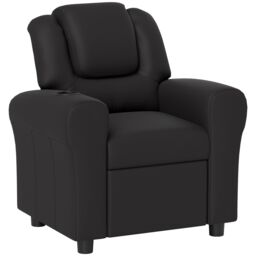 HOMCOM Kids Recliner Chair with Adjustable Backrest & Footrest in Black - Size: 700mm - thumbnail 2