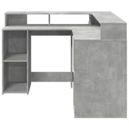 Berkfield Home Desk with LED Lights Concrete Grey 130x130x91 cm Engineered Wood - Size: 130 x 130 x 91 cm - thumbnail 6