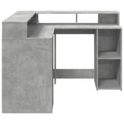 Berkfield Home Desk with LED Lights Concrete Grey 130x130x91 cm Engineered Wood - Size: 130 x 130 x 91 cm - thumbnail 7