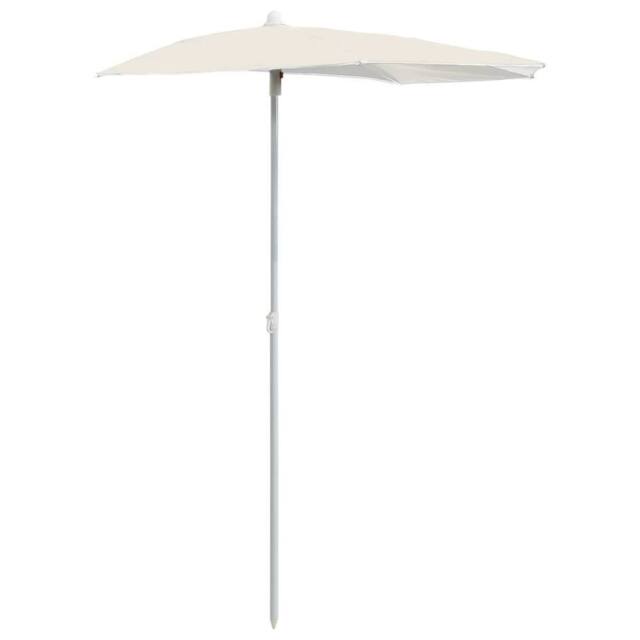 Berkfield Home Garden Half Parasol with Pole 180x90 cm Sand in Beige - image 1