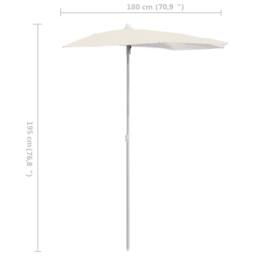 Berkfield Home Garden Half Parasol with Pole 180x90 cm Sand in Beige - thumbnail 8