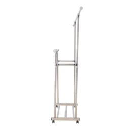Living and Home Adjustable Stainless Steel 2-Rod Clothes Drying Rack Garment Rack with Wheels in Silver - thumbnail 7
