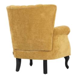 Living and Home Elegant Chenille Armchair with Rubberwood Legs in Yellow - thumbnail 5