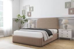 "Sloomy Belvoir Plush Bed Frame With 45"" Upholstered Headboard in Taupe - Size: Double" - thumbnail 2