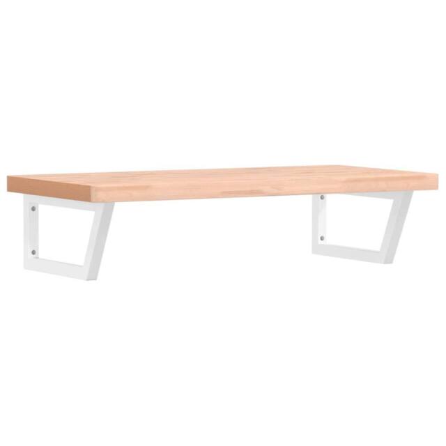 Berkfield Home Basin Shelf Wall Mounted Steel & Solid Wood Beech in Brown - image 1