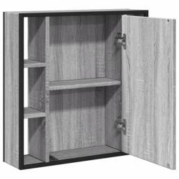 Berkfield Home Bathroom Mirror Cabinet Grey Sonoma 60x16x60 cm Engineered Wood - Size: 60 x 16 x 60 cm - thumbnail 6